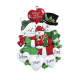 PROUD NEW PARENTS SNOWMAN FAMILY, MY PERSONALIZED ORNAMENTS