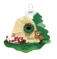 BOY SCOUTS CAMPING TENT, MY PERSONALIZED ORNAMENTS