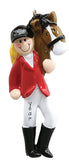 EQUESTRIAN FEMALE HORSE RIDER WITH BLONDE HAIR ORNAMENT / MY PERSONALIZED ORNAMENTS