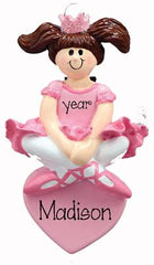 BALLERINA brunette dressed in pink / MY PERSONALIZED ORNAMENTS