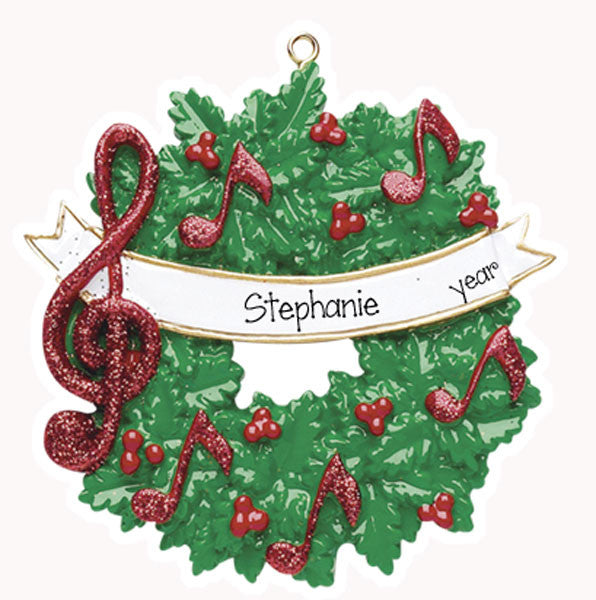 music/band teacher/music note wreath/christmas ornament