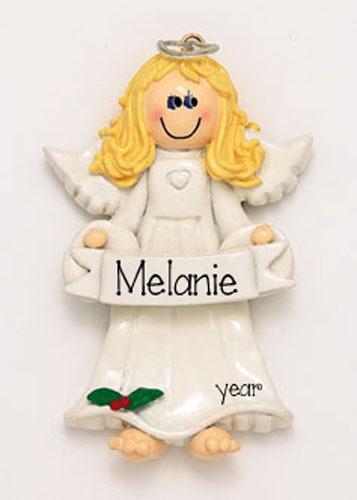 BLONDE ANGEL w/ HALO ~Personalized Christmas Ornament