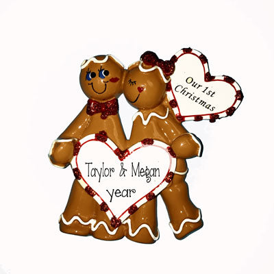 GINGERBREAD COUPLE's 1ST CHRISTMAS/ PERSONALIZED ORNAMENT