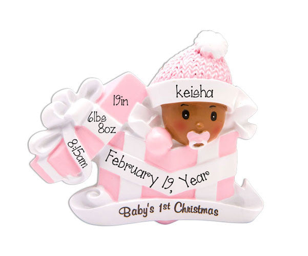 African american/ Ethnic Baby girls 1st Christmas / my personalized ornaments