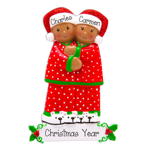 ETHNIC COUPLE IN PAJAMAS - Ornament