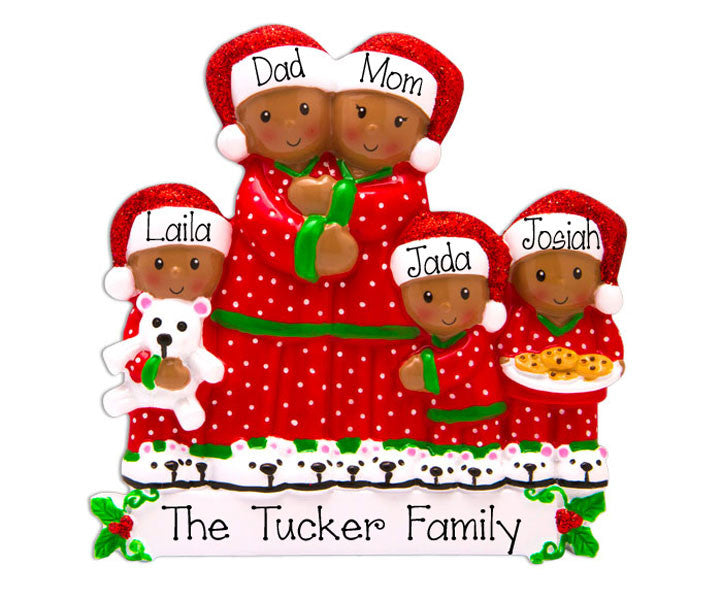 ETHNIC~PJ Family OF 5~Personalized Christmas Ornament