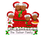 African american/ Ethnic FAMILY OF 5 PAJAMAS ORNAMENT / my personalized ornaments