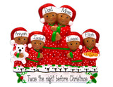 African american/ Ethnic FAMILY OF 6 PAJAMAS ORNAMENT / my personalized ornaments