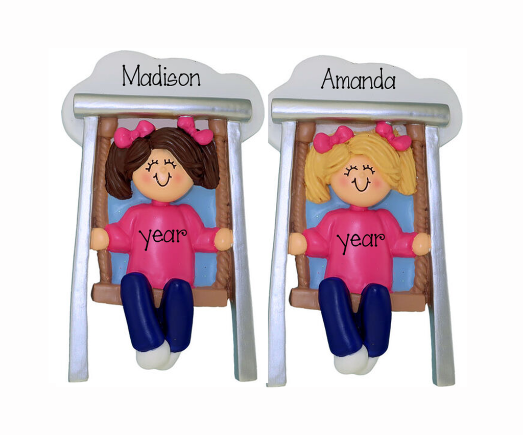 Little GIRL SWINGING - Personalized Ornament