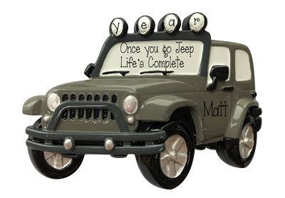 GRAY 4X4 JEEP Personalized Ornament