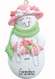 SNOWLADY DRESSED IN PINK WITH PEARLS, GRANDMA / MY PERSONALIZED ORNAMENT