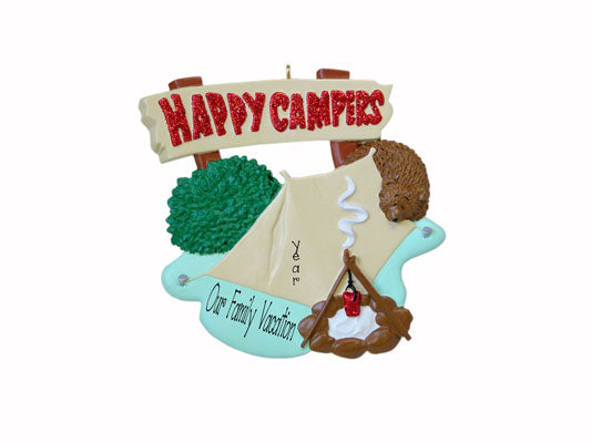Tent "HAPPY CAMPERS" ~Personalized Christmas Ornament