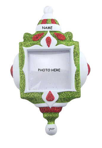 PHOTO FRAME Ornament w/ RED & GREEN GLITTER