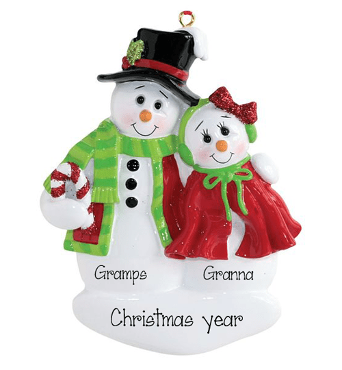 Grandma and Grandpa Snowman couple~Personalized Christmas Ornament
