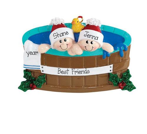BEST FRIENDS Swimming~Personalized Christmas Ornament