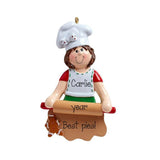 Pastry chef with a rolling pin rolling out dough ~Personalized Christmas Ornament