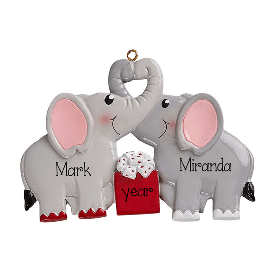 ELEPHANT COUPLE~Personalized Christmas Ornament