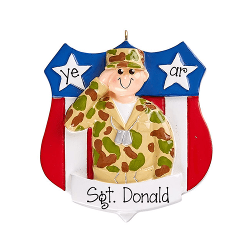 Army Soldier in uniform~Personalized Christmas Ornament