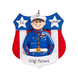 Marine Soldier in uniform~Personalized Christmas Ornament