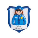 Female police officer in uniform ~ Personalized Christmas Ornament