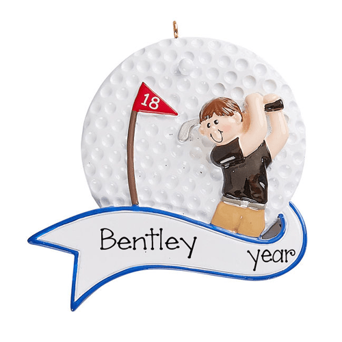 Male Golfer~Personalized Christmas Ornament