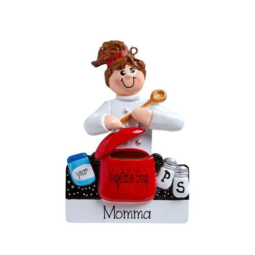 mom cooking at the stove~Personalized Christmas Ornament
