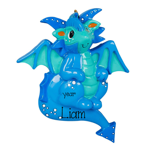 Blue DRAGON - Personalized Christmas Ornament