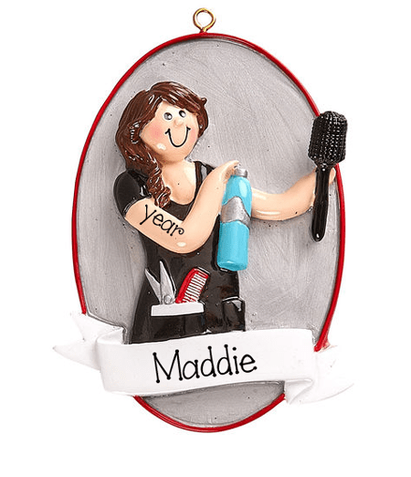 Hairdresser Standing in Front of a Mirror ~Personalized Christmas Ornament