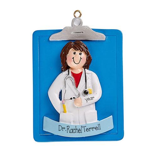 Female DOCTOR with Clipboard~Personalized Ornament