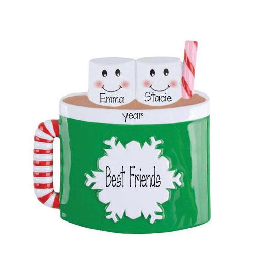 BEST FRIENDS Hot Chocolate Mug for 2~Personalized Christmas Ornament