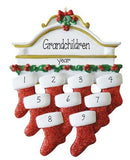 GRANDKIDS-Mantel with 9 Stockings~Personalized Christmas Ornament