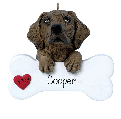 chocolate Lab with a bone ~ Personalized Christmas Ornament