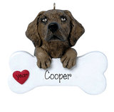 chocolate Lab with a bone ~ Personalized Christmas Ornament