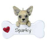 Tan CHIHUAHUA with a bone ~ Personalized Christmas Ornament