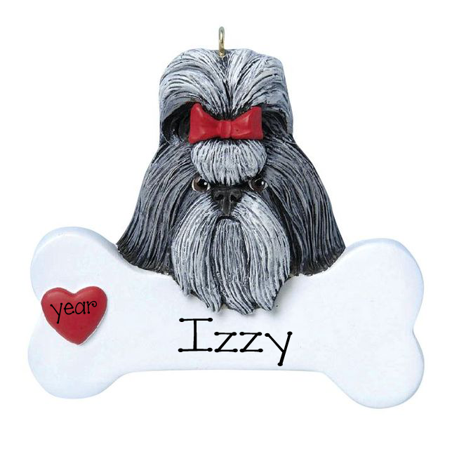 SHIH TZU with a Bone ~ Personalized Christmas Ornament