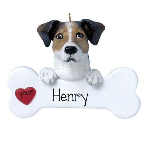 JACK RUSSELL with a Bone ~ Personalized Christmas Ornament