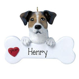 wHITE, BLACK AND TAN JACK RUSSELL with a bone ~ Personalized Christmas Ornament