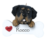 Black and Tan ROTTWEILER with a bone ~ Personalized Christmas Ornament