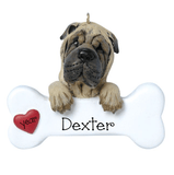 Shar Pei with a bone ~ Personalized Christmas Ornament