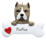 Pit Bull with a bone ~ Personalized Christmas Ornament