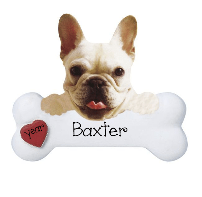 FRENCH BULLDOG with a Bone ~ Personalized Christmas Ornament