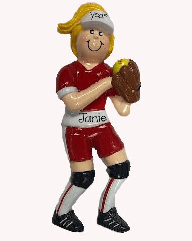 Softball Player Blonde ~ Personalized Christmas Ornament