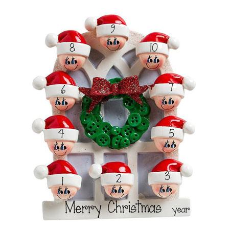 Family of 10-around an Arched window~Personalized Christmas Ornament