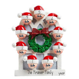 Family of 9-around an Arched window~Personalized Christmas Ornament