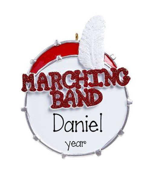 Red Glitter MARCHING BAND - Drum~Personalized Christmas Ornament