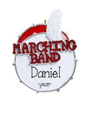 mARCHING BAND IN rED gLITTER ON A dRUM~Personalized Christmas Ornament