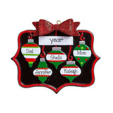 FAMILY OF 5~Slate Board trimmed in Red Glitter~Personalized Christmas Ornament
