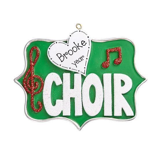 love Choir with Red Glitter Music notes~Personalized Christmas Ornament