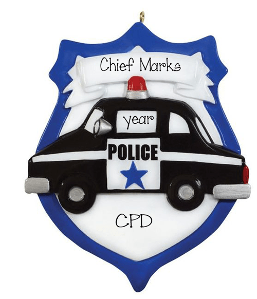 Black Police Car ~ Personalized Christmas Ornament