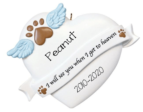 White Heart ~ In Memory of  our Pet ~Personalized Christmas Ornament